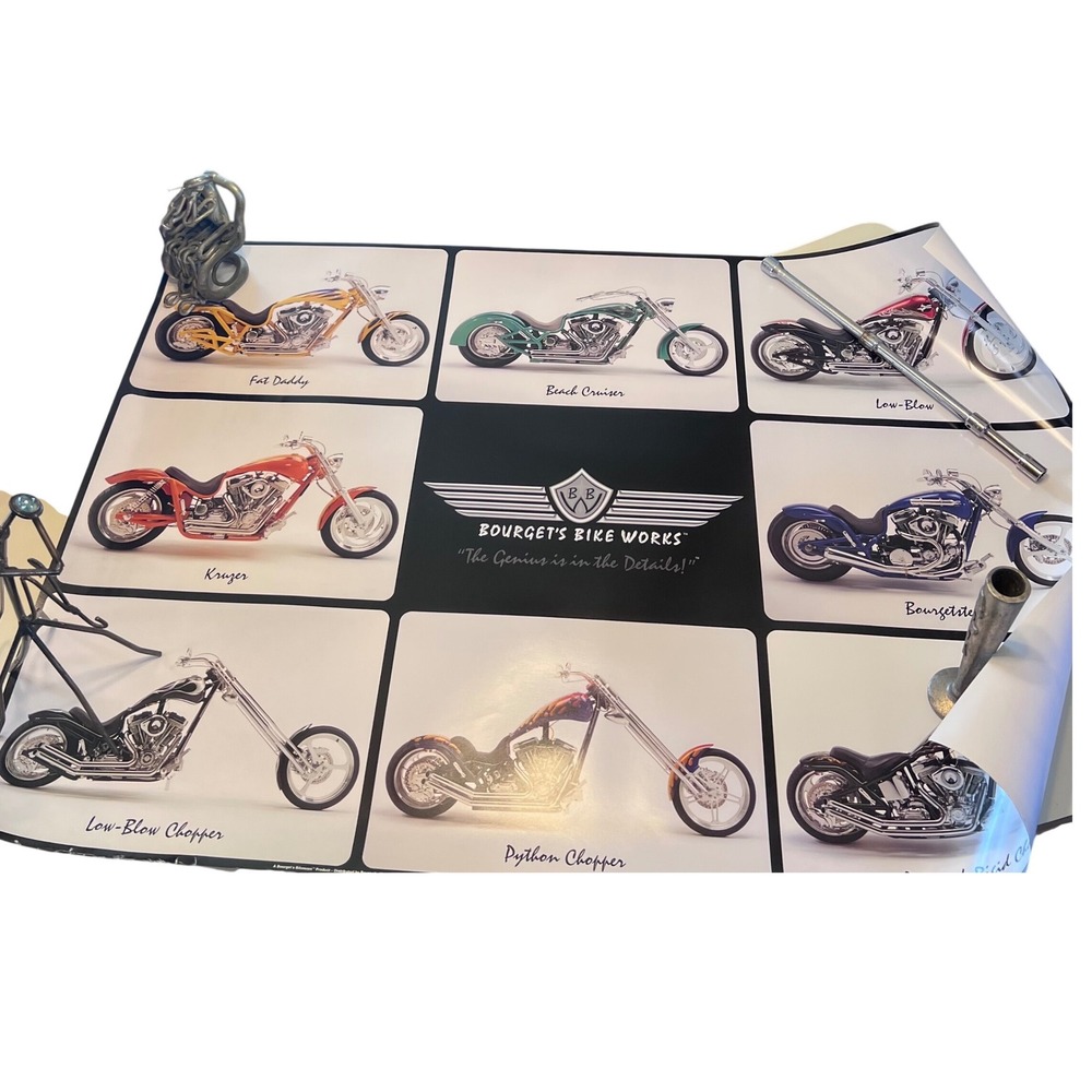 5 Bourget's Bike Works Custom Chopper Posters Fat‎ Daddy Python Dragon Rigid - Picture 3 of 5